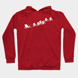 Christmas Cycling Graphic - Santa with Bikes | White Print Hoodie